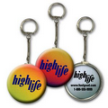 2" Round Metallic Key Chain w/ 3D Lenticular Changing Color Effects - Red/Yellow/Blue (Custom)